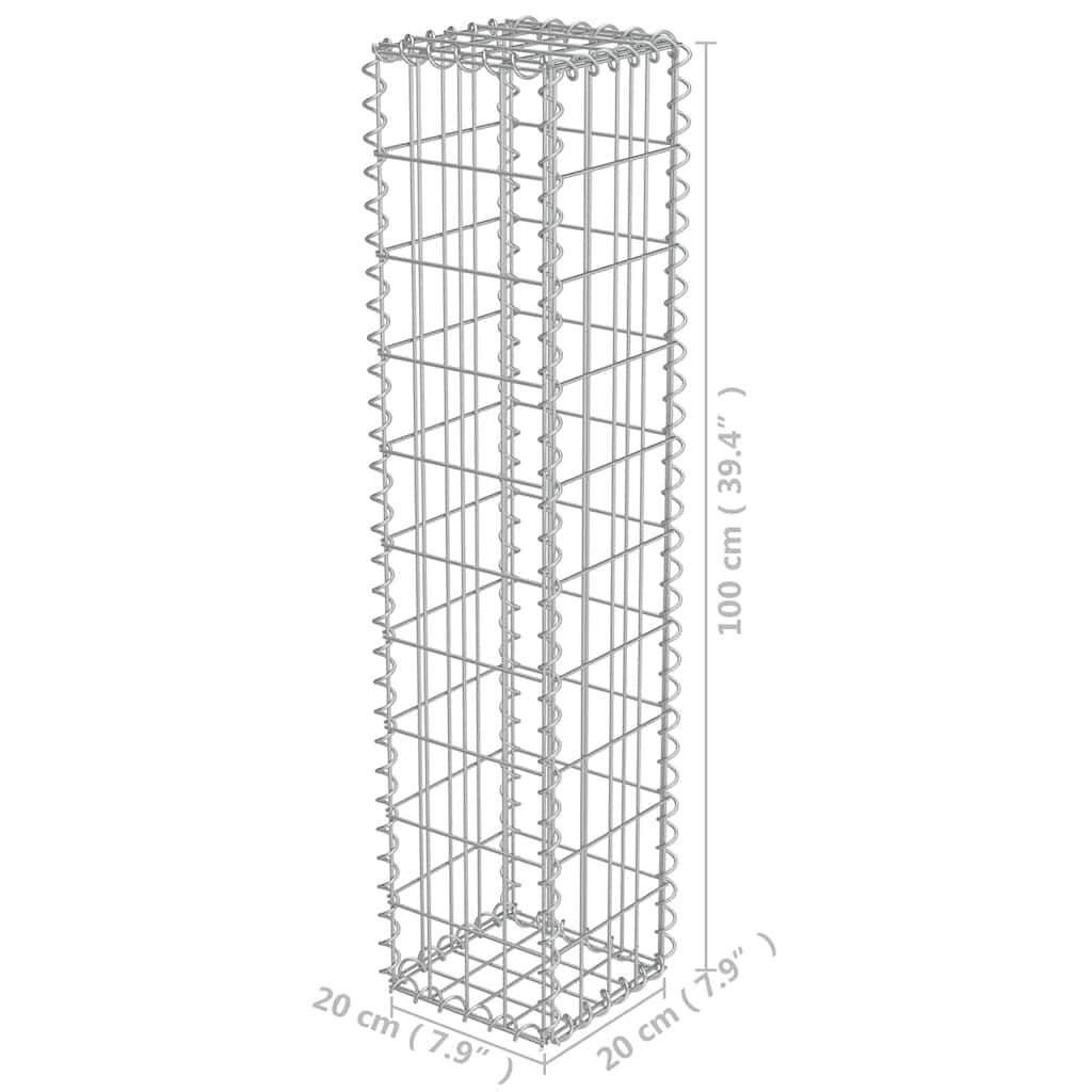 vidaXL Gabion Wall with Covers Galvanised Steel 20x20x100 cm