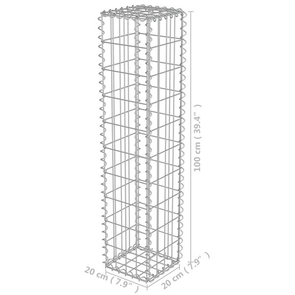 vidaXL Gabion Wall with Covers Galvanised Steel 20x20x100 cm