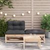 vidaXL Garden Sofa Armless with Cushions and Footstool