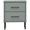 vidaXL Bedside Cabinet with Metal Legs Grey Solid Wood Pine OSLO