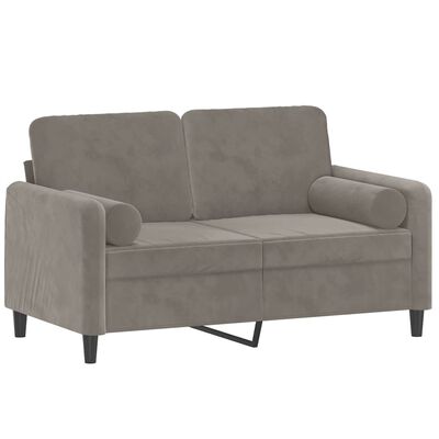 vidaXL 2-Seater Sofa with Pillows&Cushions Light Grey 120 cm Velvet