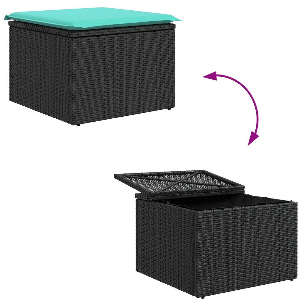 vidaXL 4 Piece Garden Sofa Set with Cushions Black Poly Rattan