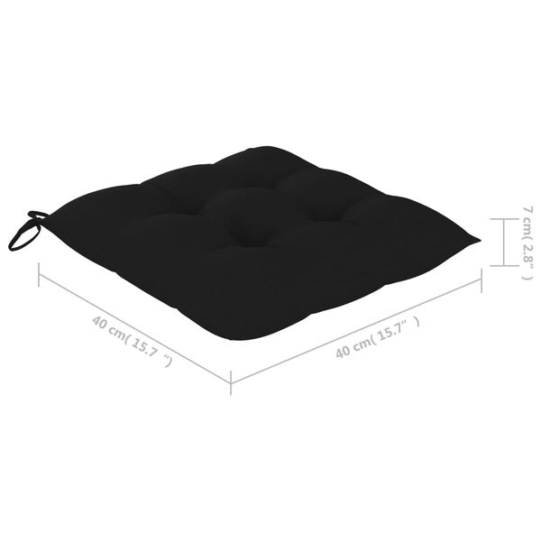 vidaXL Garden Chairs with Black Cushions 2 pcs Solid Teak Wood