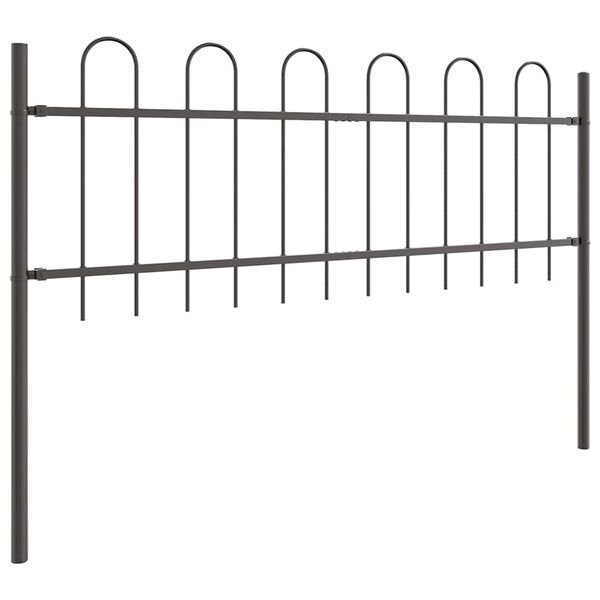 vidaXL Garden Fence 5 pcs Grey 8.5 x 0.6 m Powder-coated Steel