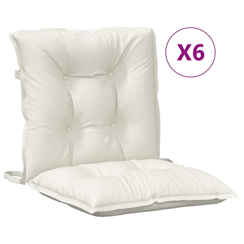vidaXL Lowback Chair Cushions 6 pcs Melange Cream 100x50x7 cm Fabric