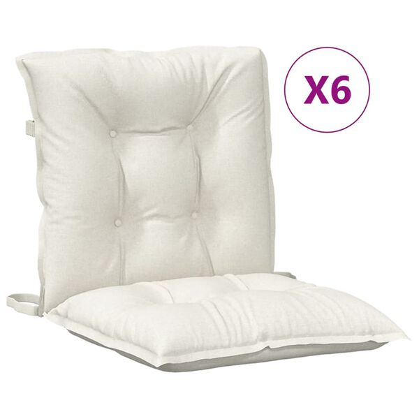vidaXL Lowback Chair Cushions 6 pcs Melange Cream 100x50x7 cm Fabric