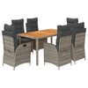 vidaXL 7 Piece Garden Dining Set with Cushions Grey Poly Rattan