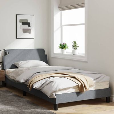 vidaXL Bed Frame with Headboard Light Grey 100x190 cm Fabric