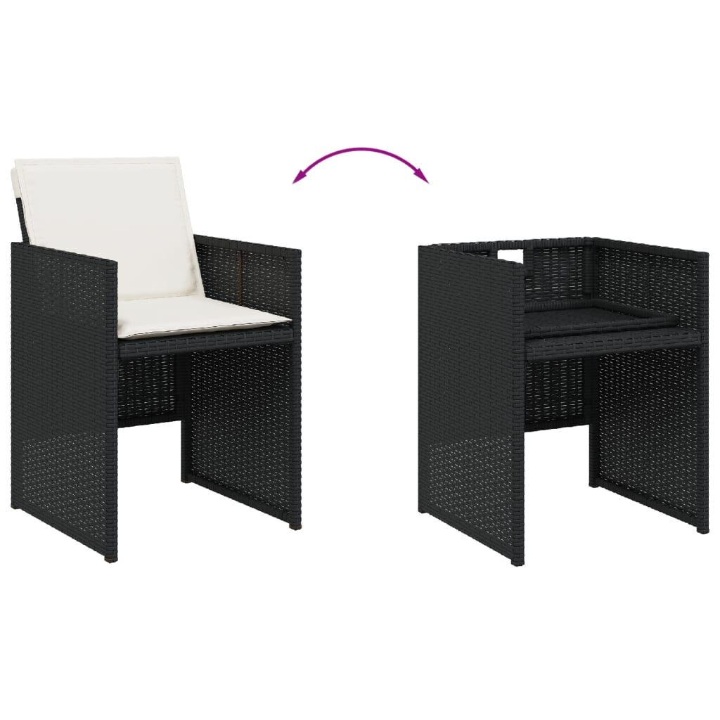 vidaXL 9 Piece Garden Dining Set with Cushions Black Poly Rattan