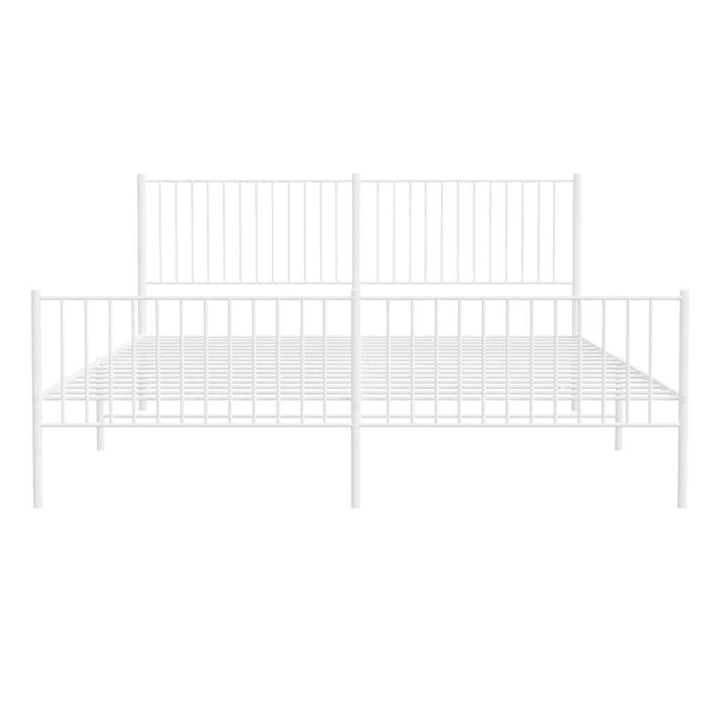 vidaXL Metal Bed Frame without Mattress with Footboard White 193x203cm