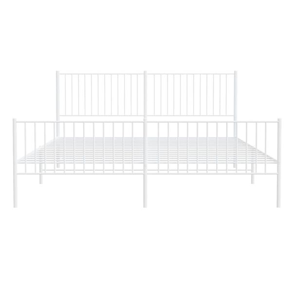 vidaXL Metal Bed Frame without Mattress with Footboard White 193x203cm