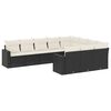 vidaXL 10 Piece Garden Sofa Set with Cushions Black Poly Rattan