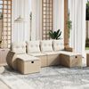 vidaXL 6 Piece Garden Sofa Set with Cushions Beige Poly Rattan