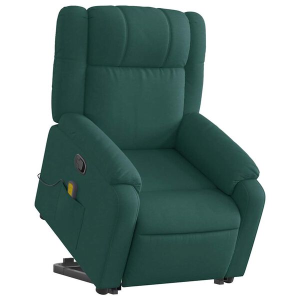 vidaXL Stand up Massage Recliner Chair Dark Green Fabric