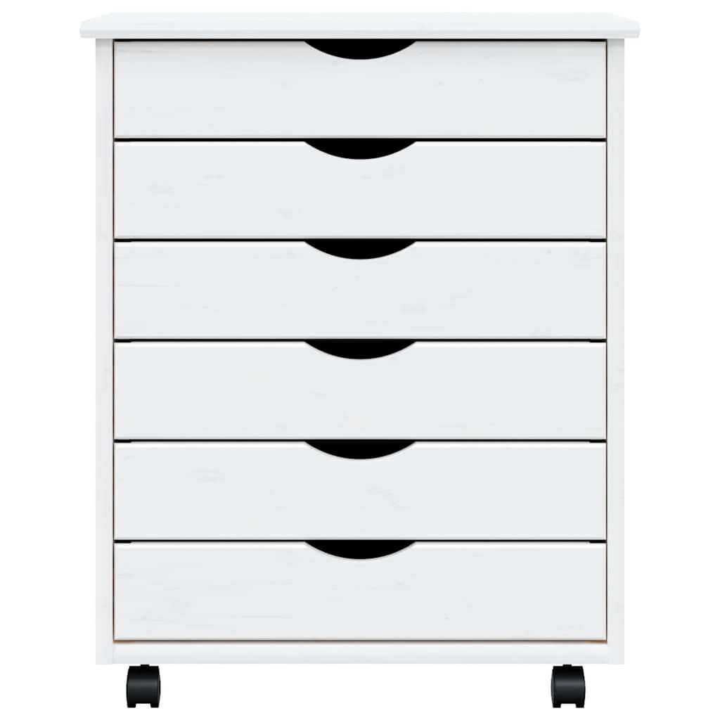 vidaXL Rolling Cabinet with Drawers MOSS White Solid Wood Pine