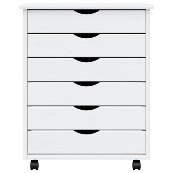 vidaXL Rolling Cabinet with Drawers MOSS White Solid Wood Pine