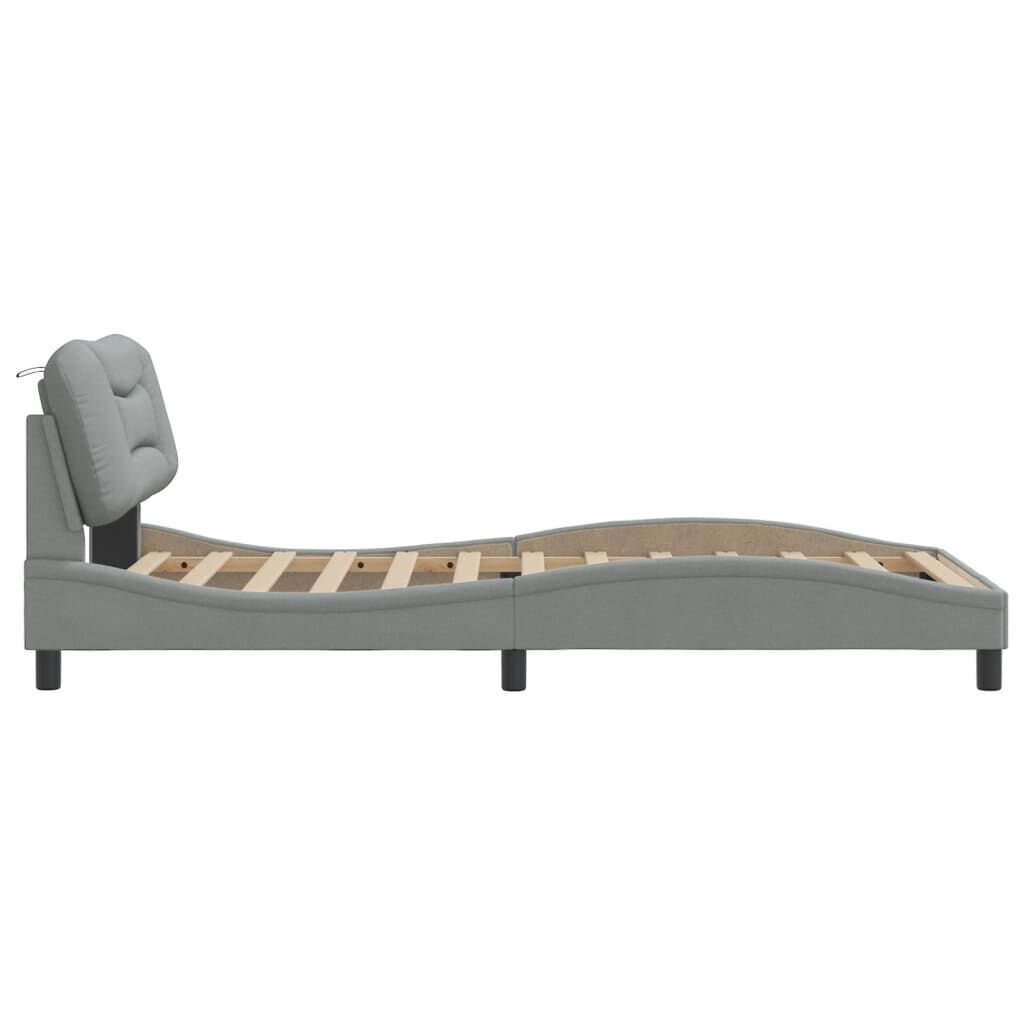 vidaXL Bed Frame without Mattress Light Grey 100x190 cm Fabric