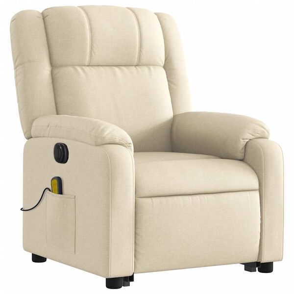 vidaXL Electric Stand up Massage Recliner Chair Cream Fabric