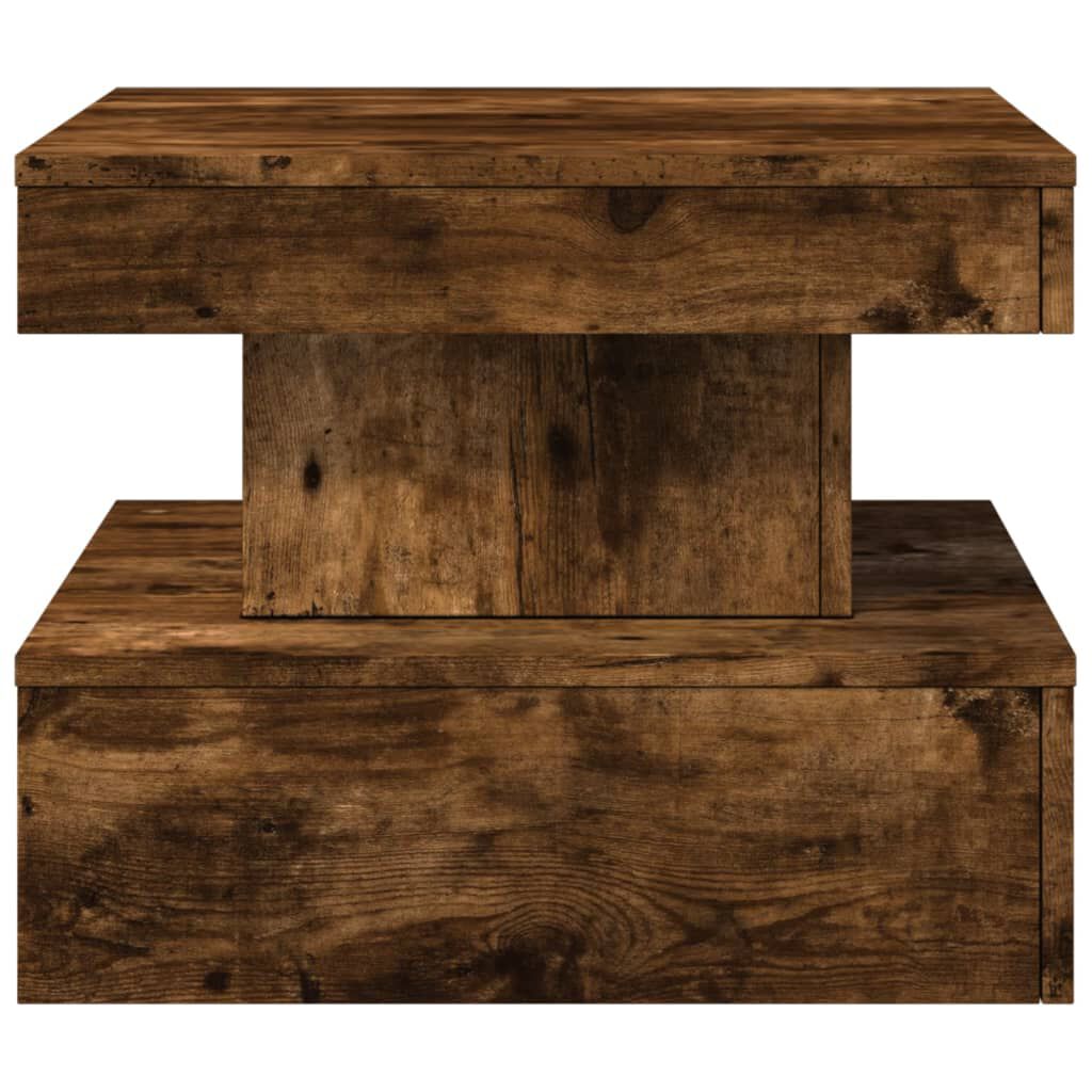 vidaXL Coffee Table with LED Lights Smoked Oak 50x50x40 cm