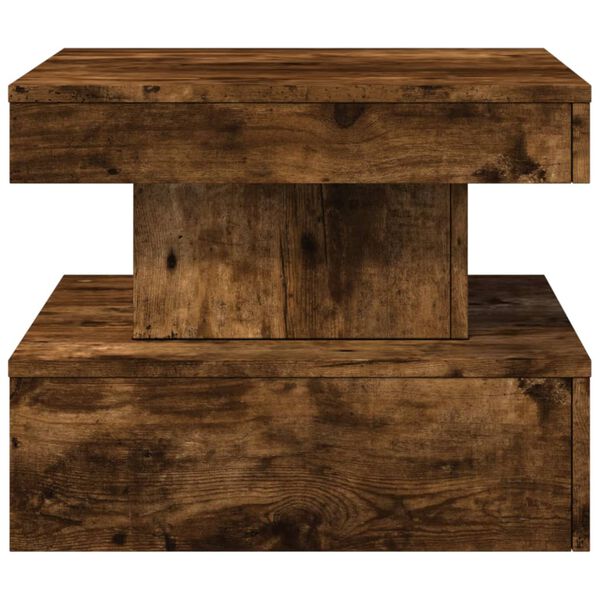 vidaXL Coffee Table with LED Lights Smoked Oak 50x50x40 cm