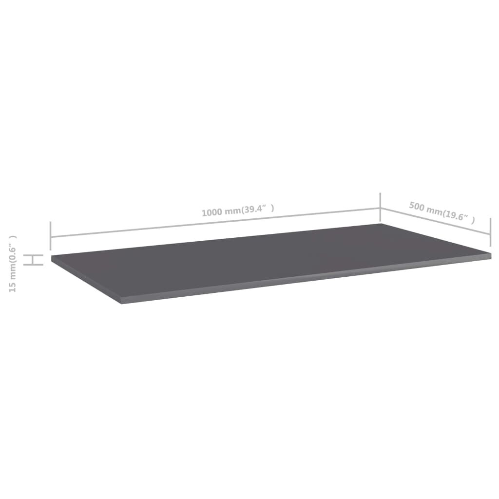 vidaXL Bookshelf Boards 4 pcs High Gloss Grey 100x50x1.5 cm Engineered Wood