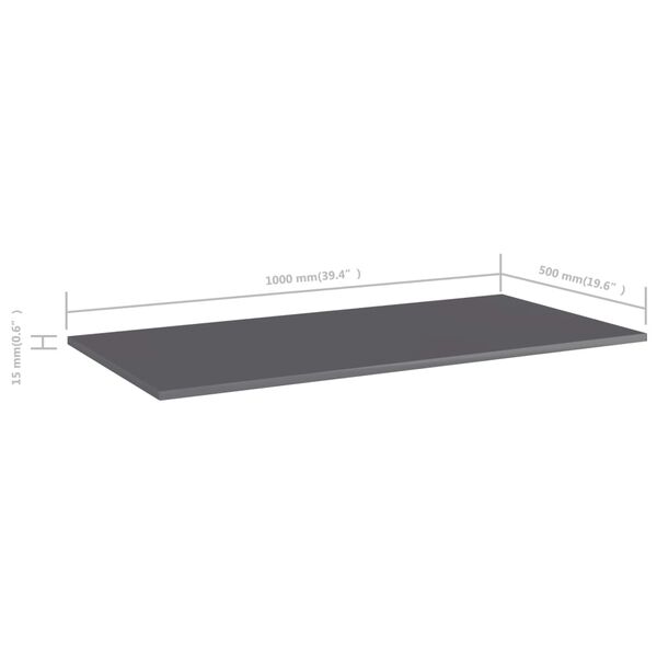 vidaXL Bookshelf Boards 4 pcs High Gloss Grey 100x50x1.5 cm Engineered Wood