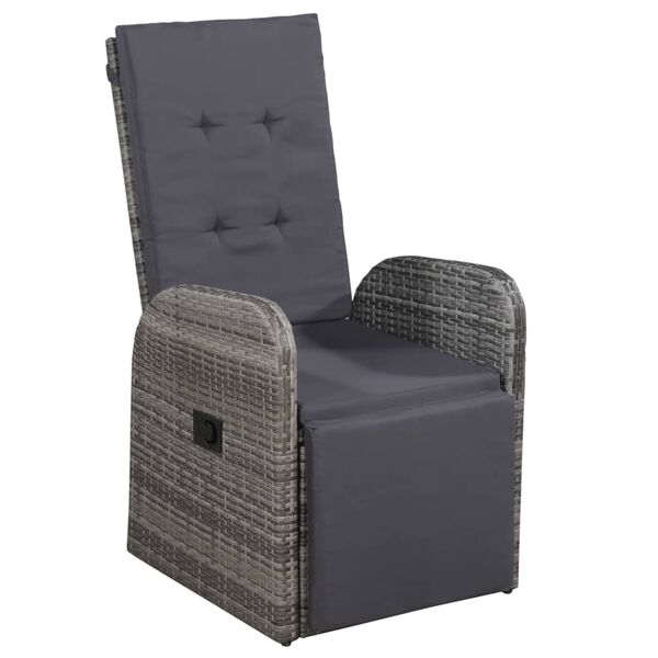 vidaXL 3 Piece Bistro Set with Cushions Poly Rattan Grey