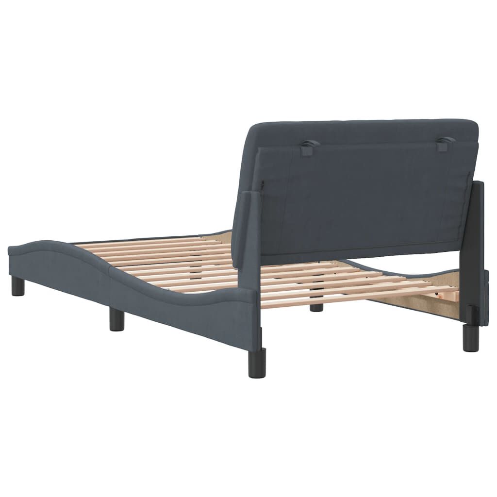 vidaXL Bed Frame without Mattress Dark Grey 100x190 cm Velvet