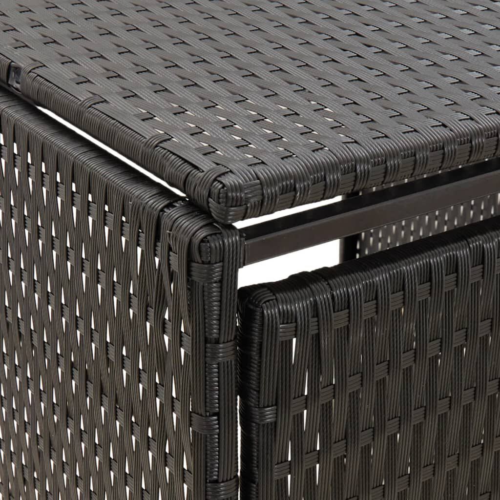 vidaXL Single Wheelie Bin Shed Black 70x80x117 cm Poly Rattan