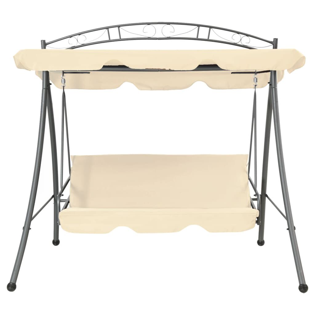vidaXL Outdoor Convertible Swing Bench with Canopy Sand White