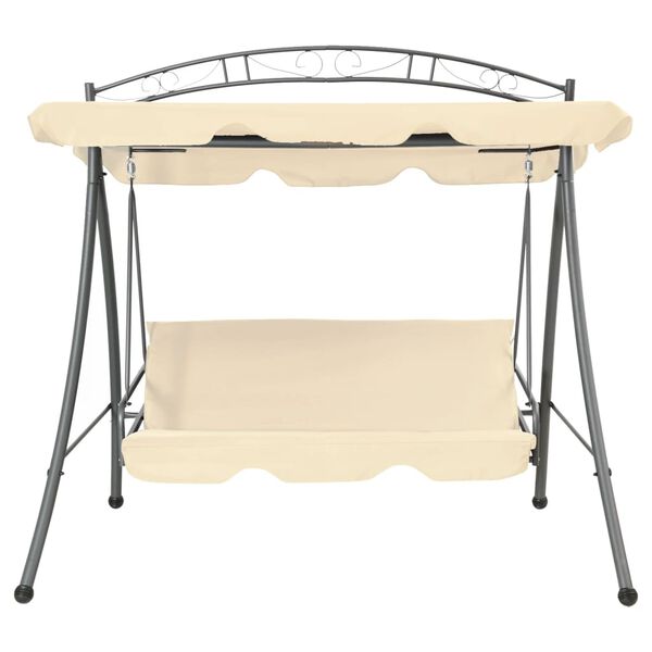 vidaXL Outdoor Convertible Swing Bench with Canopy Sand White