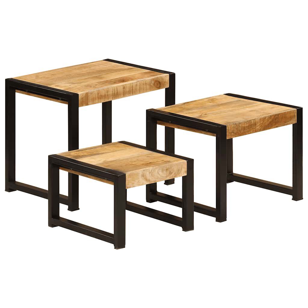 vidaXL Nesting Tables 3 pcs Solid Mango Wood