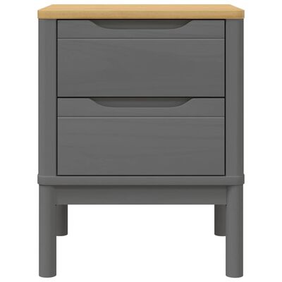 vidaXL Bedside Cabinet FLORO Grey 45x39x57 cm Solid Wood Pine