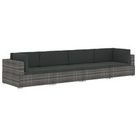 vidaXL 4 Piece Garden Sofa Set with Cushions Poly Rattan Gray