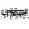 vidaXL 9 Piece Garden Dining Set Black PVC Rattan