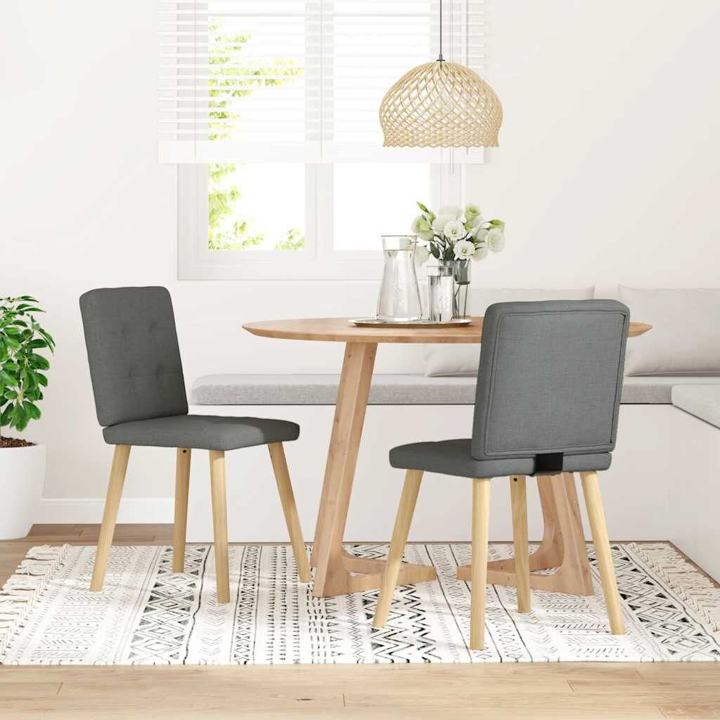 vidaXL Dining Chairs 2 pcs Dark Grey Fabric