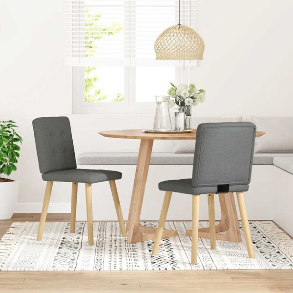 vidaXL Dining Chairs 2 pcs Dark Grey Fabric