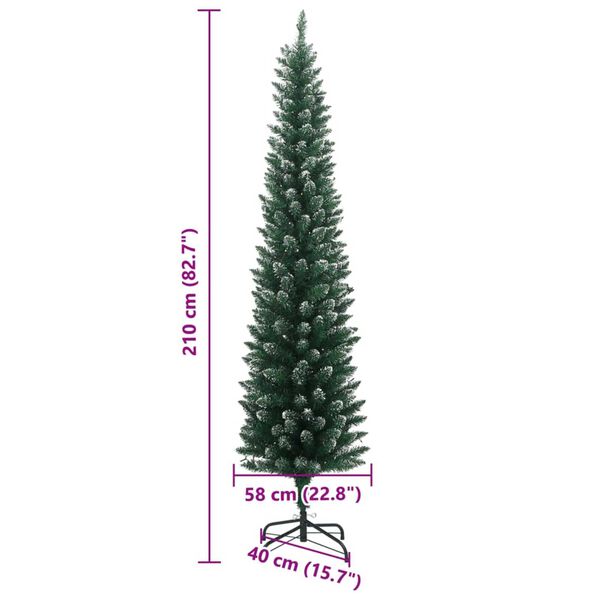 vidaXL Artificial Slim Christmas Tree 300 LEDs 210 cm