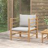 vidaXL Garden Sofa with Light Grey Cushions Bamboo