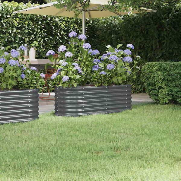 vidaXL Garden Raised Bed Galvanised Steel 114x40x36 cm Anthracite