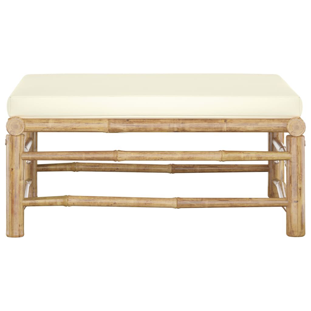 vidaXL Garden Footrest with Cream White Cushion Bamboo