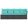 vidaXL Garden Sofa with Cushions 4-Seater Black Poly Rattan