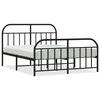 vidaXL Metal Bed Frame without Mattress with Footboard Black 135x190cm