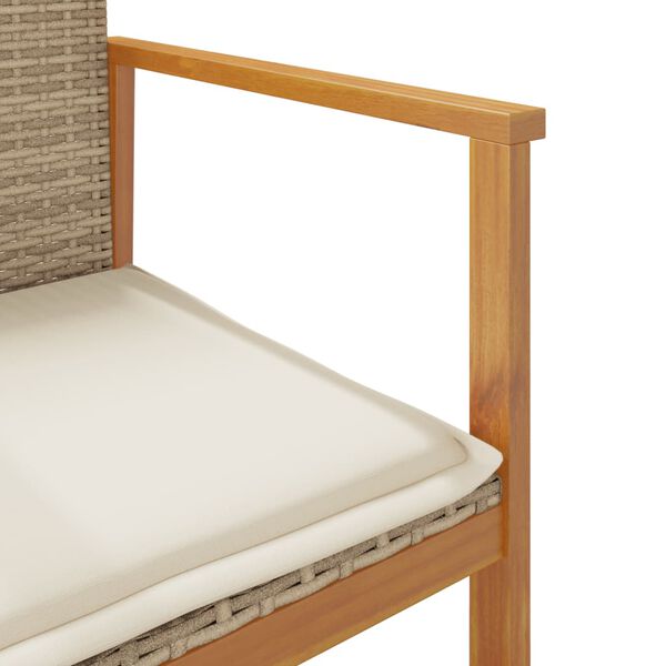 vidaXL Garden Chairs with Cushions 2 pcs Beige Poly Rattan&Solid Wood