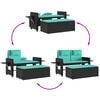 vidaXL Reclining Garden Bench with Cushions Black Poly Rattan