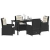 vidaXL Garden Dining Set 5 pcs Black Poly Rattan