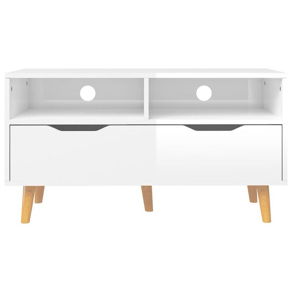 vidaXL TV Cabinet High Gloss White 90x40x48.5 cm Engineered Wood