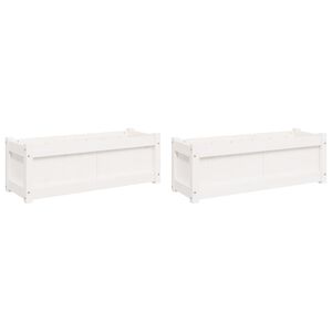 vidaXL Garden Planters 2 pcs White Solid Wood Pine
