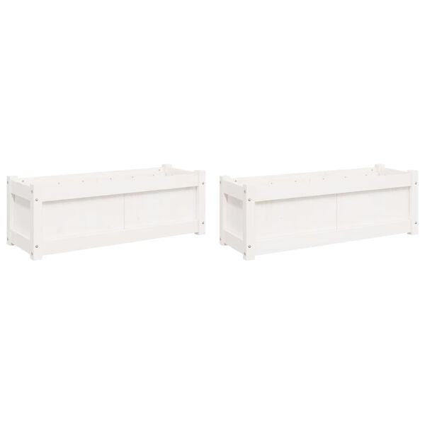 vidaXL Garden Planters 2 pcs White Solid Wood Pine