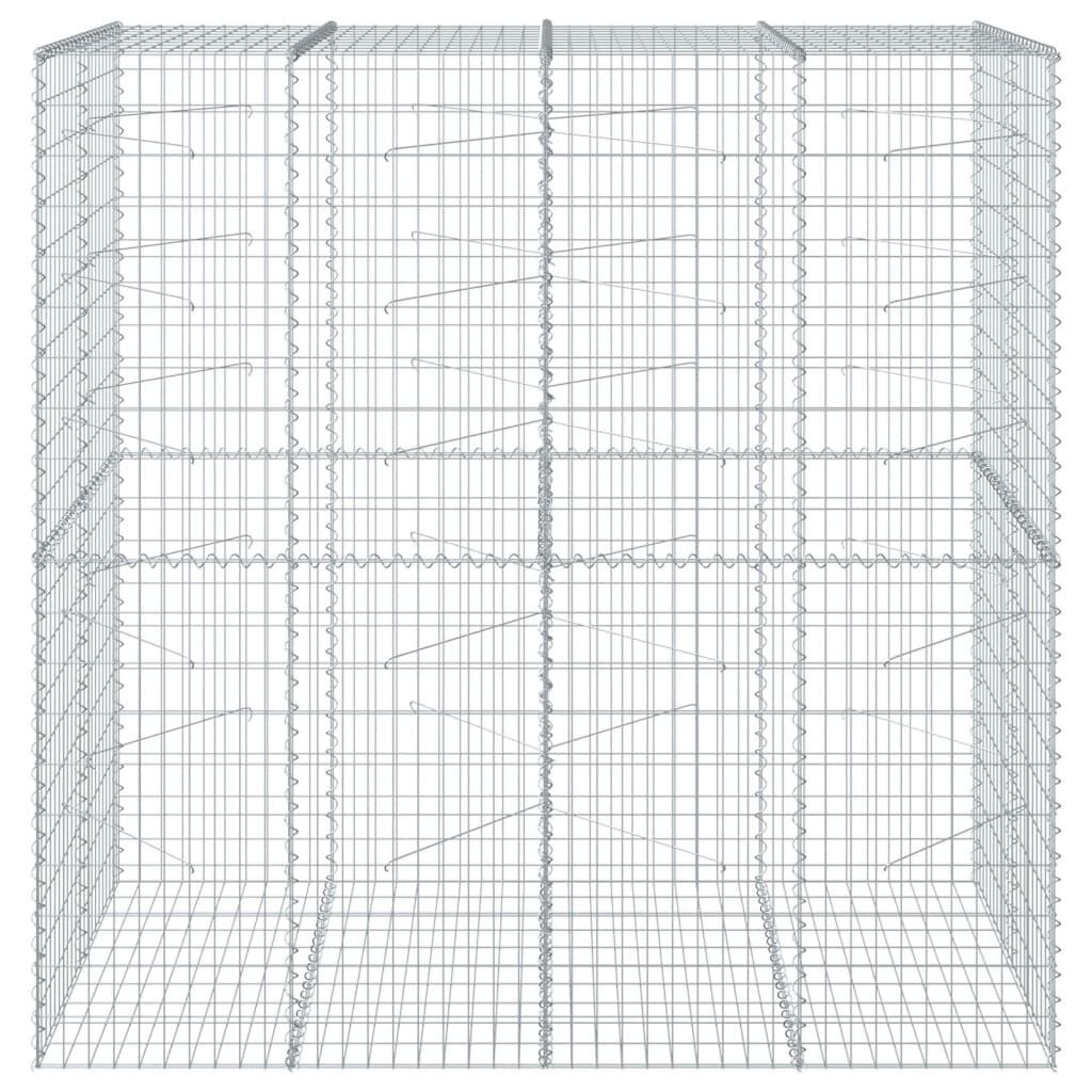 vidaXL Gabion Basket with Cover 200x100x200 cm Galvanised Iron